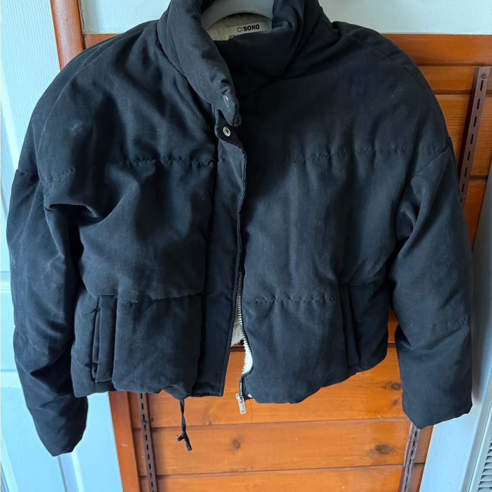 Ci Sono Women's Crop Black Puffer Jacket | SZ M